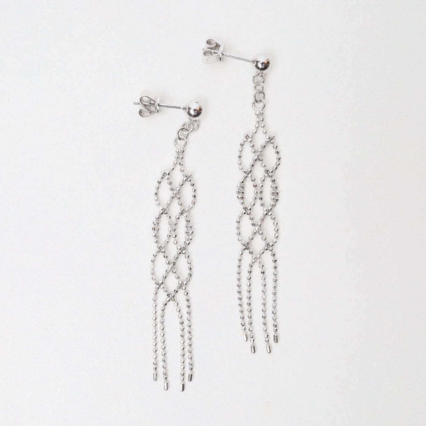 EAR Sterling Silver Woven Open Braid with Fringe Earrings