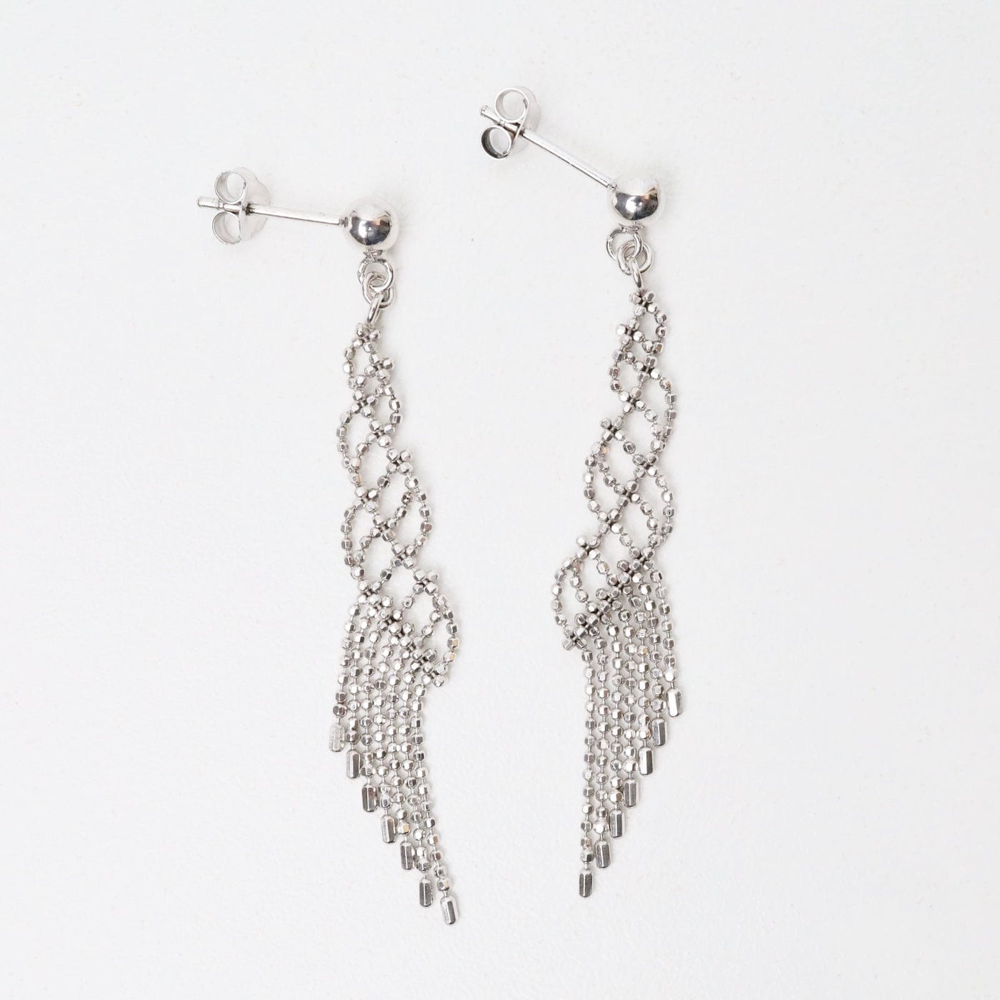 EAR Sterling Silver Woven Open Twist Fringe Earrings