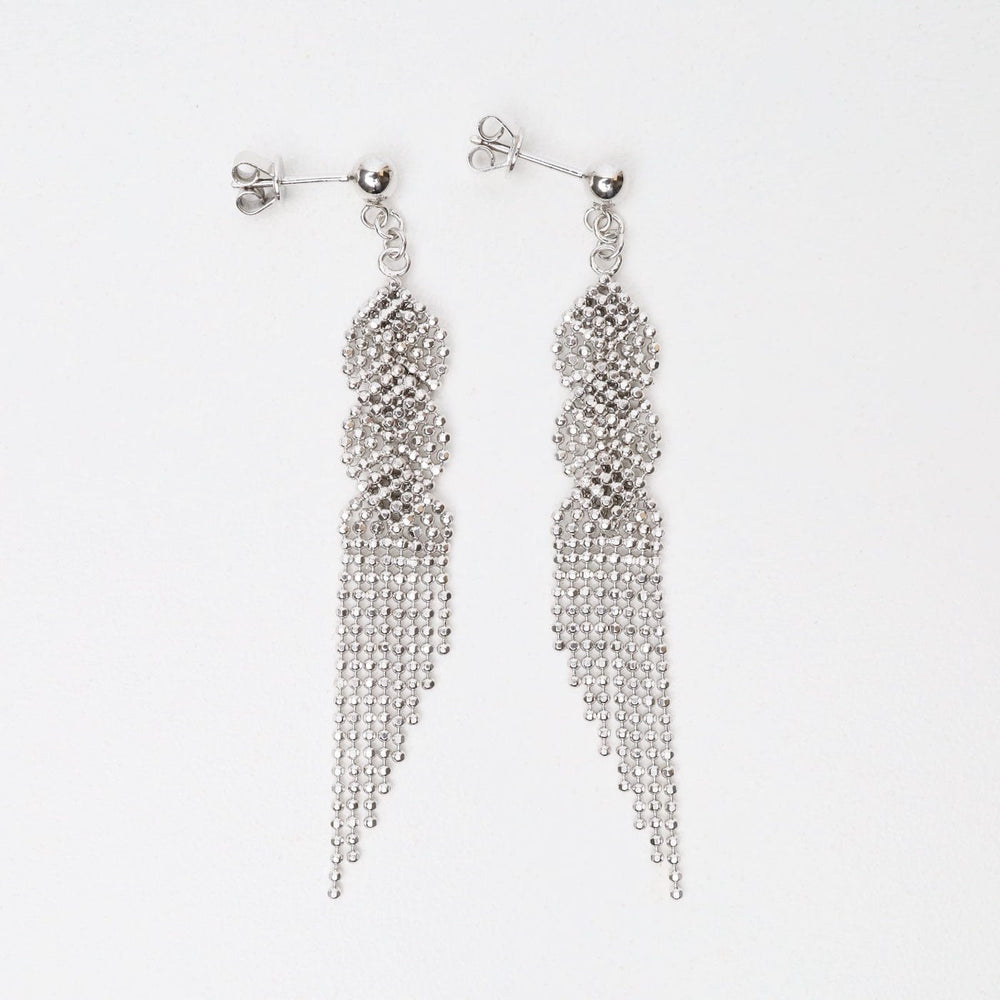 EAR Sterling Silver Woven Twist Fringe Earrings