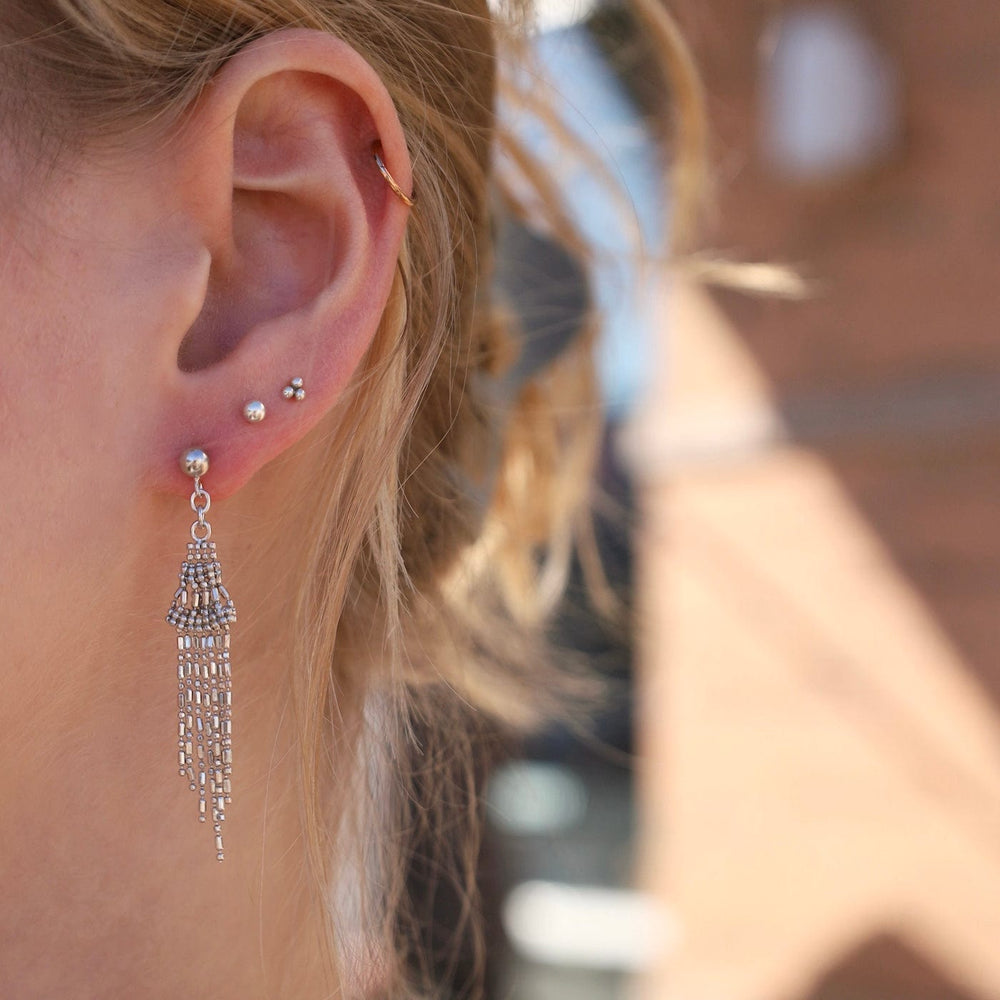 EAR Sterling Silver Woven with Dangles Earrings