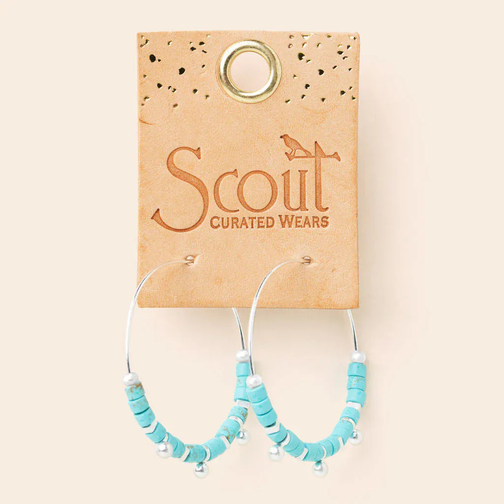 EAR Stone Disc Hoop Earring - Turquoise/Silver