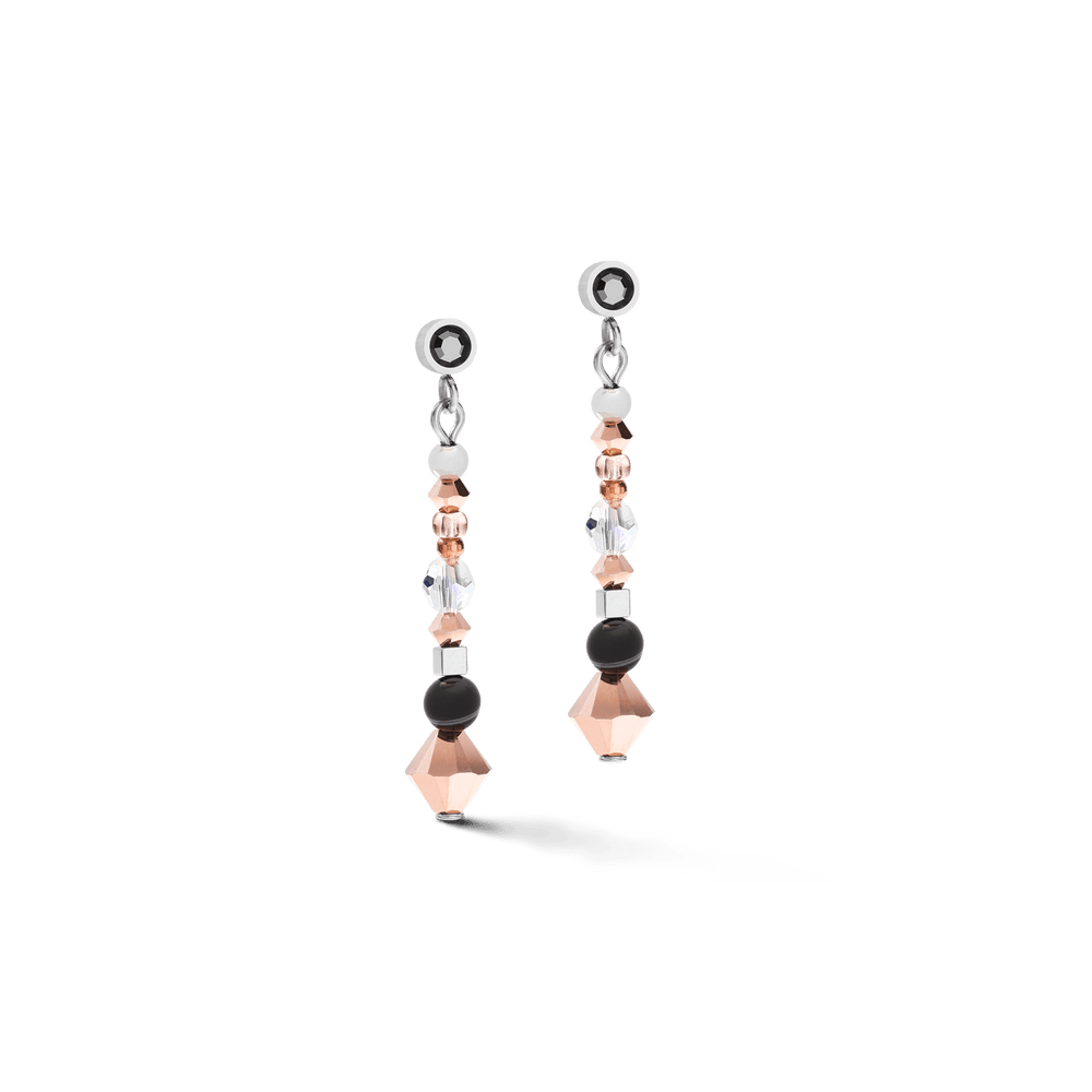 EAR Striped Onyx Grey Crystal Earrings