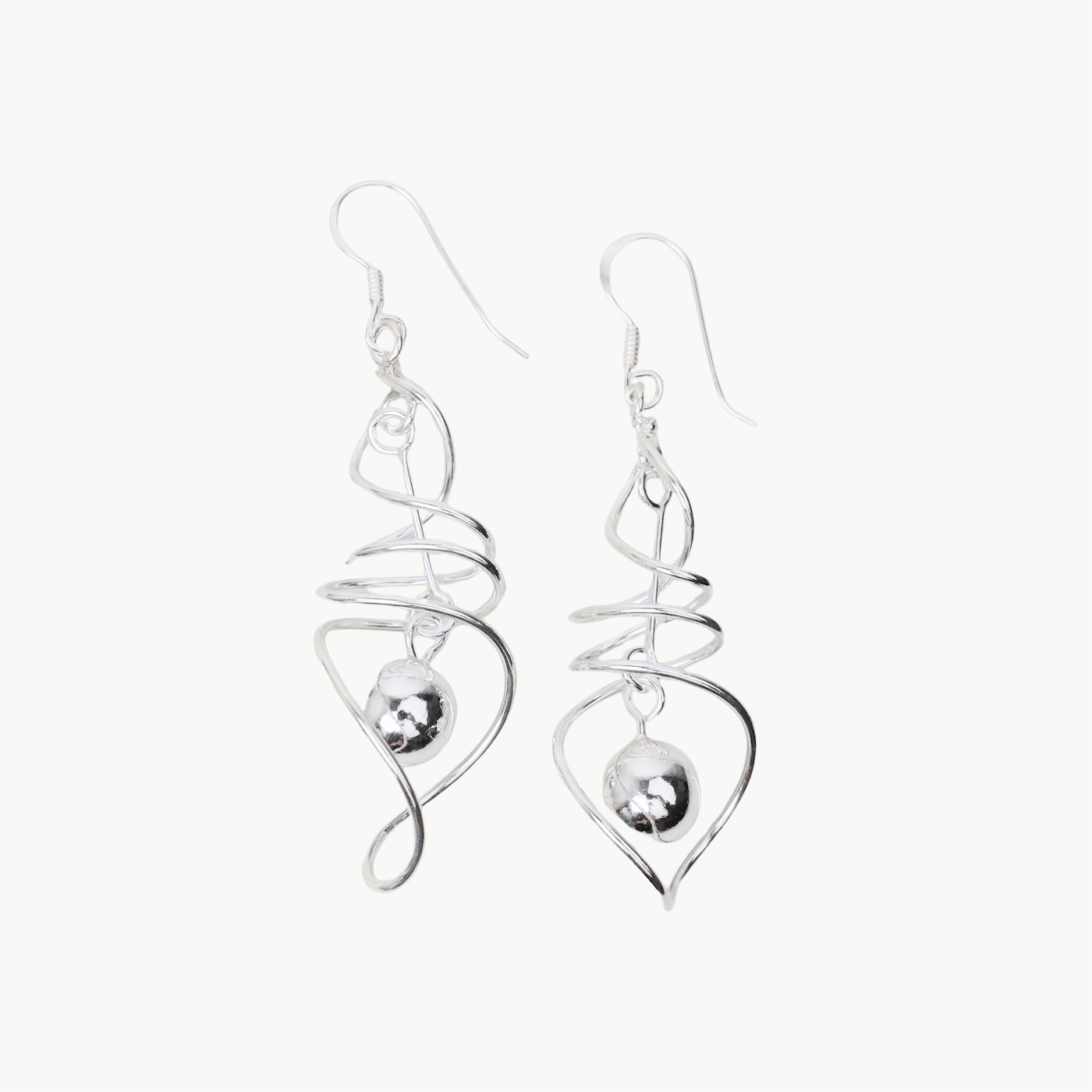 EAR Swirl with Ball Drop Earrings