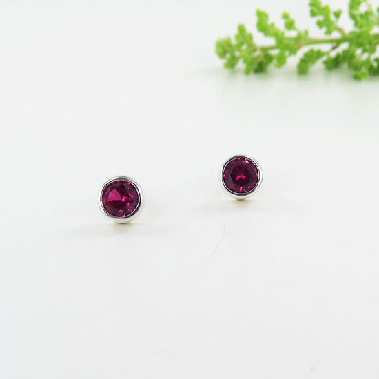 Load image into Gallery viewer, EAR Synthetic Ruby Dot Post Earring

