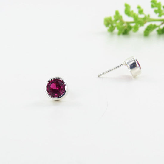 Load image into Gallery viewer, EAR Synthetic Ruby Dot Post Earring
