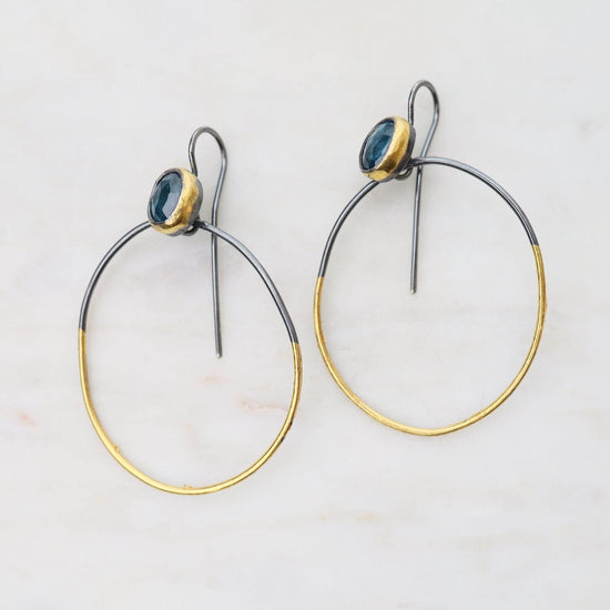 EAR Teal Kyanite Rim Hoop Earrings