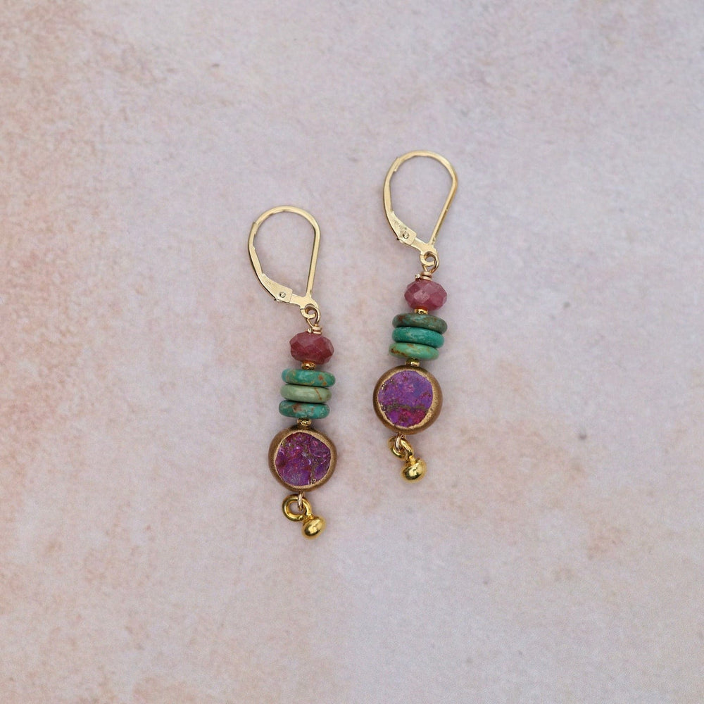 
                      
                        EAR Tear Jerker Purple Turquoise Earrings
                      
                    