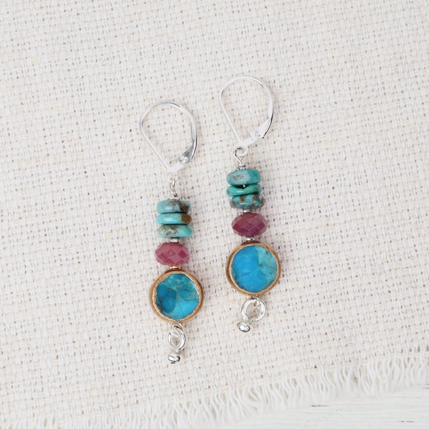 EAR Tear Jerker Turquoise - Turquoise, Ruby & Silver