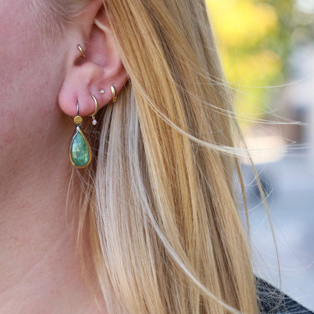 EAR Teardrop Fold Earrings with Green Kyanite