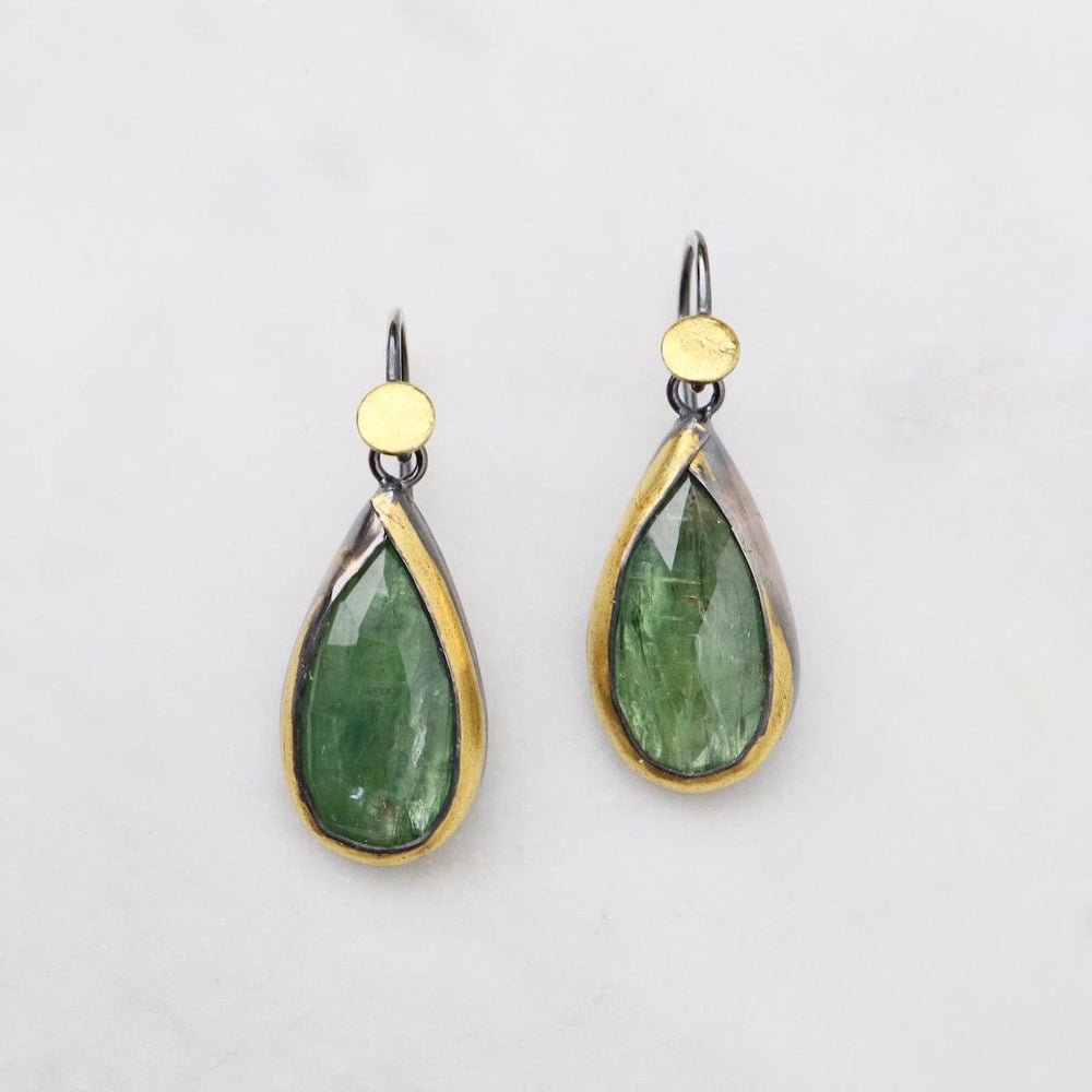 EAR Teardrop Fold Earrings with Green Kyanite