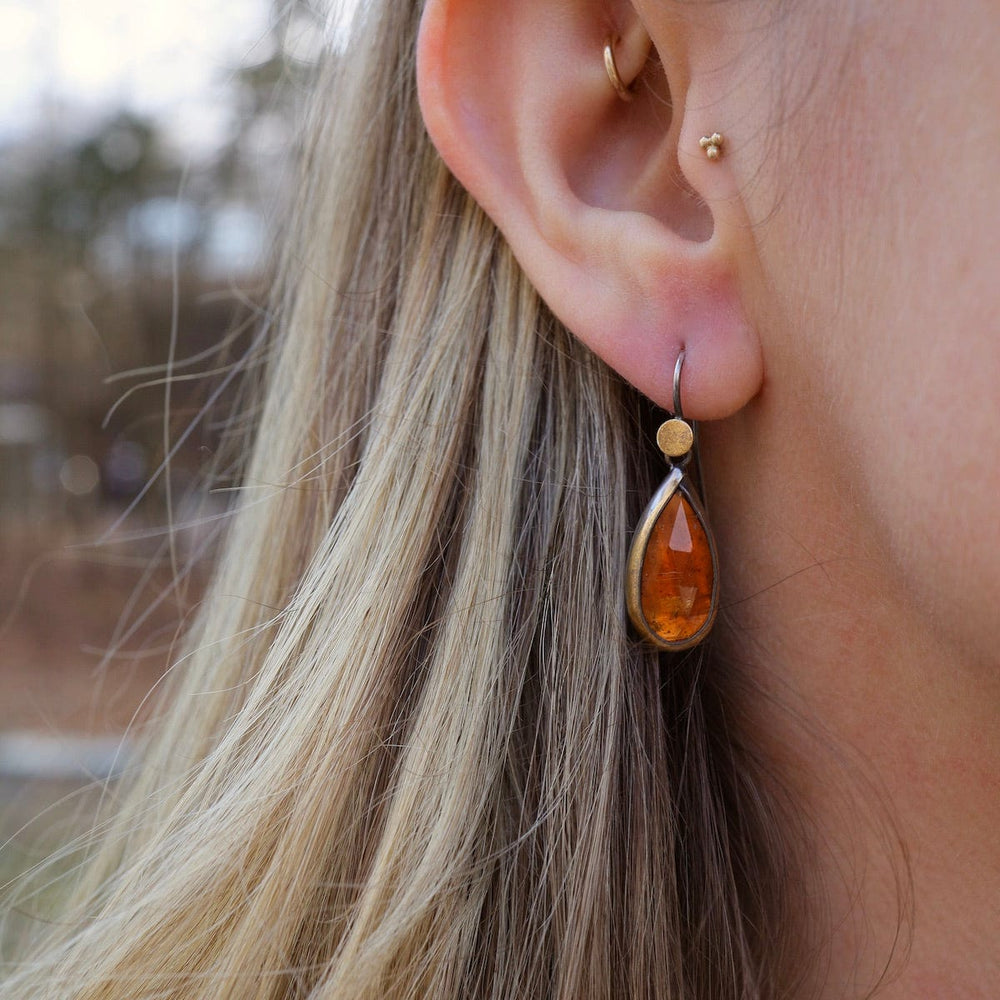 EAR Teardrop Fold Earrings with Orange Kyanite