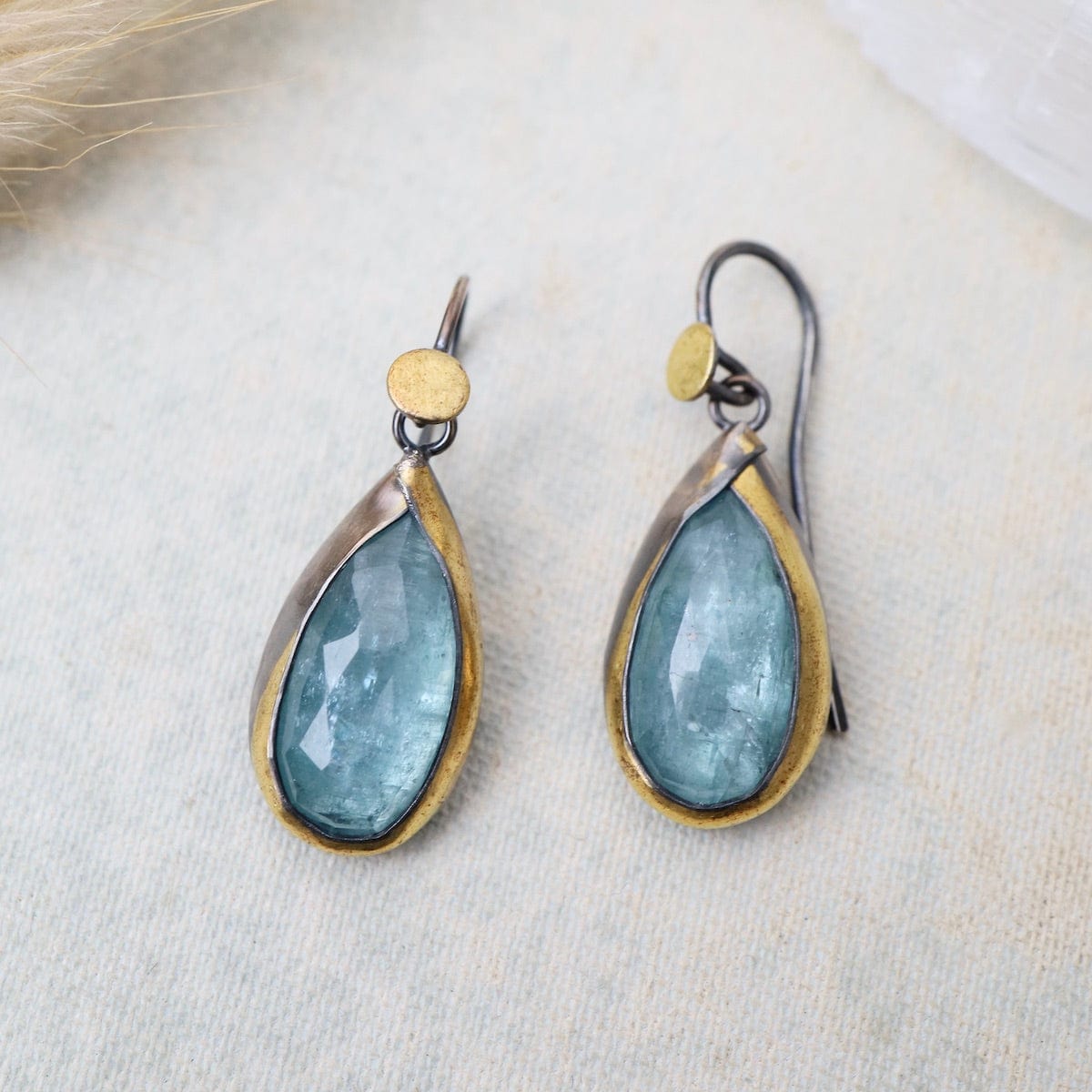 EAR Teardrop Fold Earrings with Sky Blue Kyanite