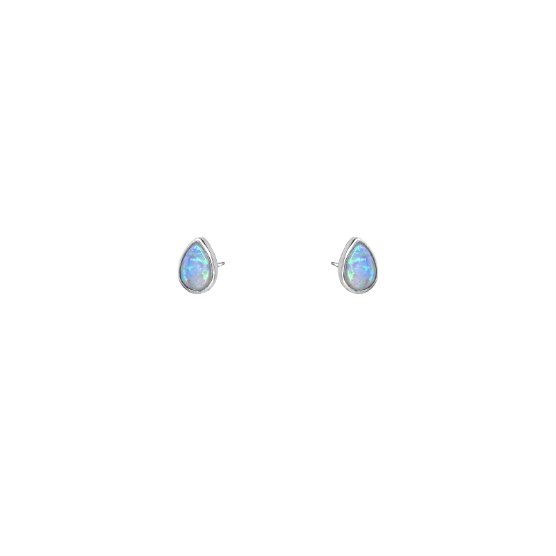 EAR Teardrop White Opal Stud Earrings