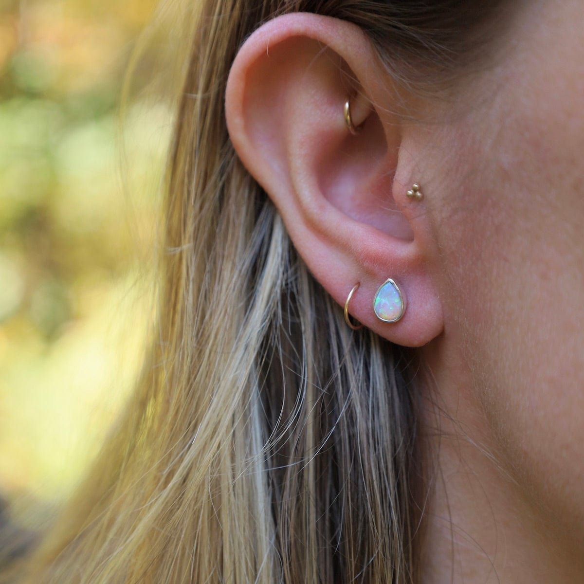 EAR Teardrop White Opal Stud Earrings