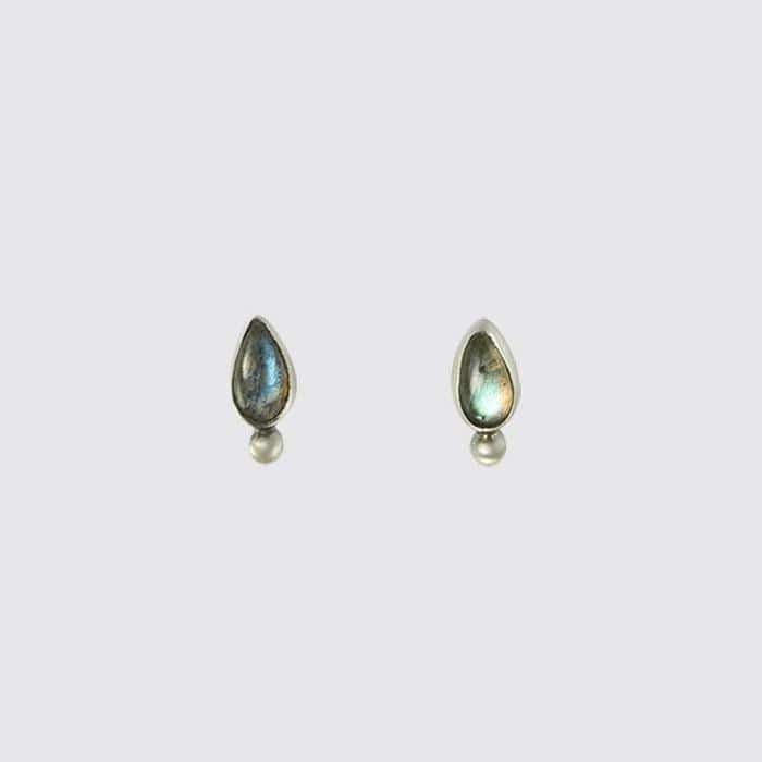 EAR Teeny Tiny Shiny Teardrop Labradorite Stud