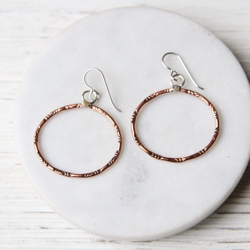 EAR Textured Copper Oval Hoops