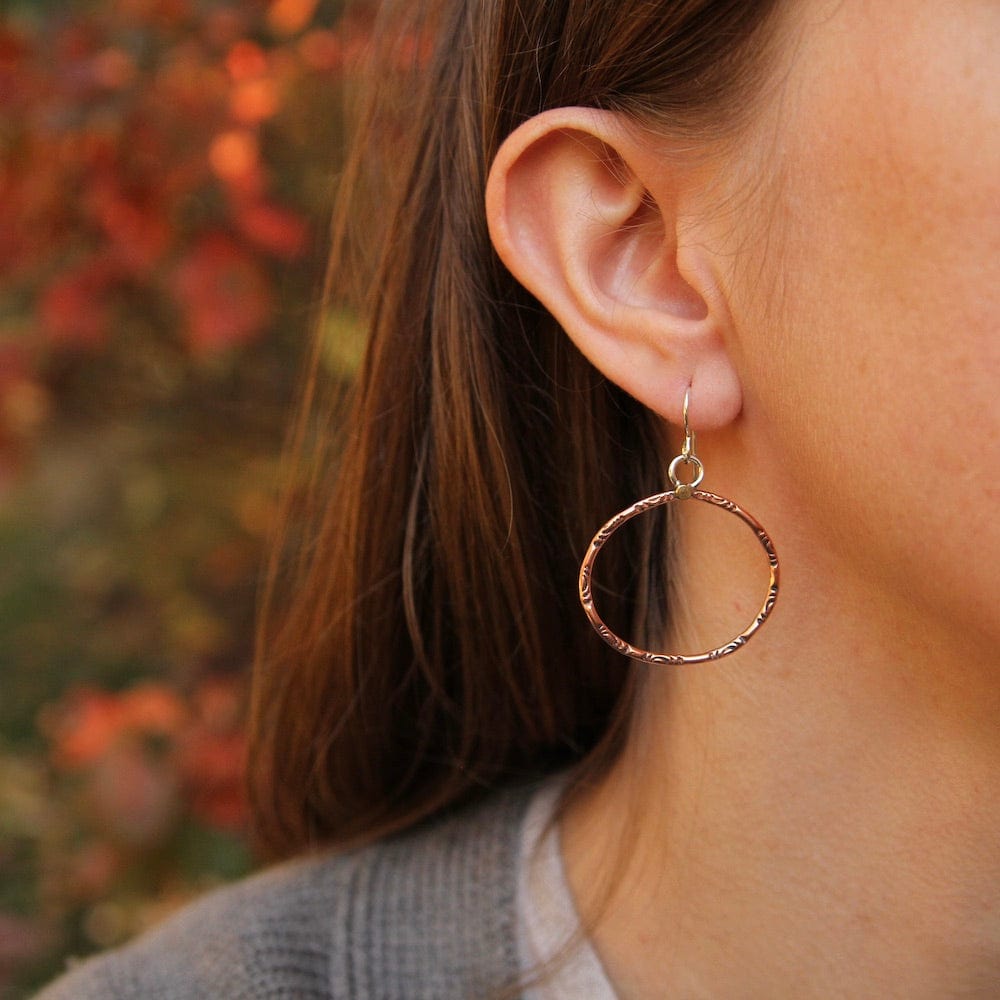 EAR Textured Copper Oval Hoops