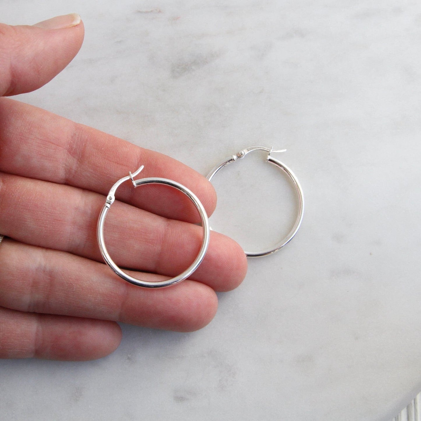 EAR Thick 35mm Sterling Silver Tube Hoop