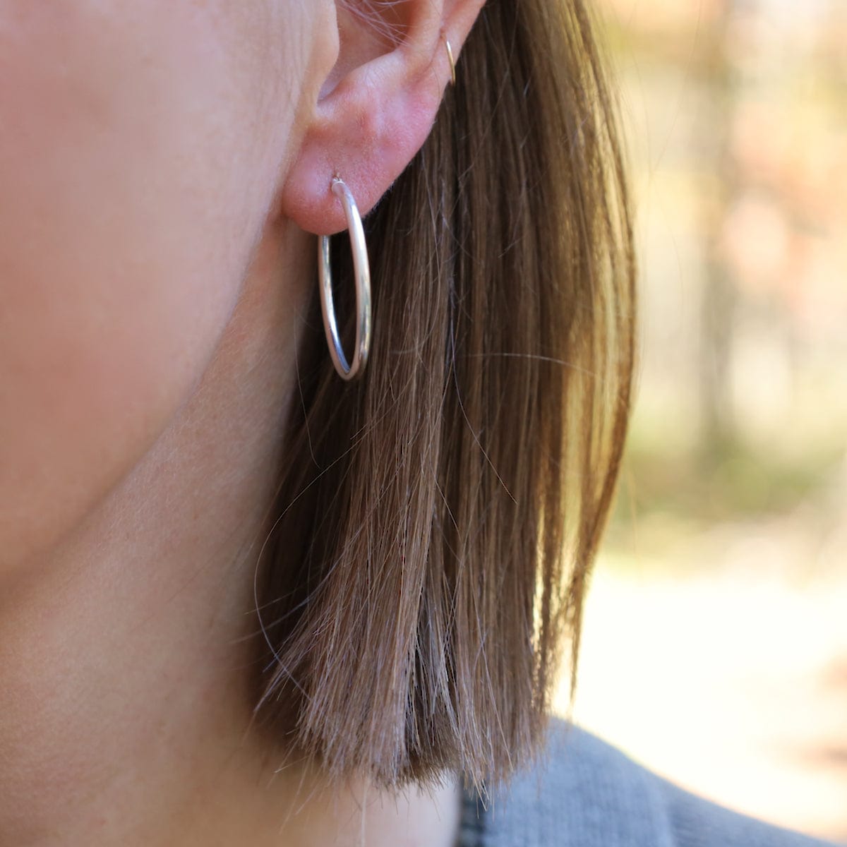 EAR Thick 35mm Sterling Silver Tube Hoop