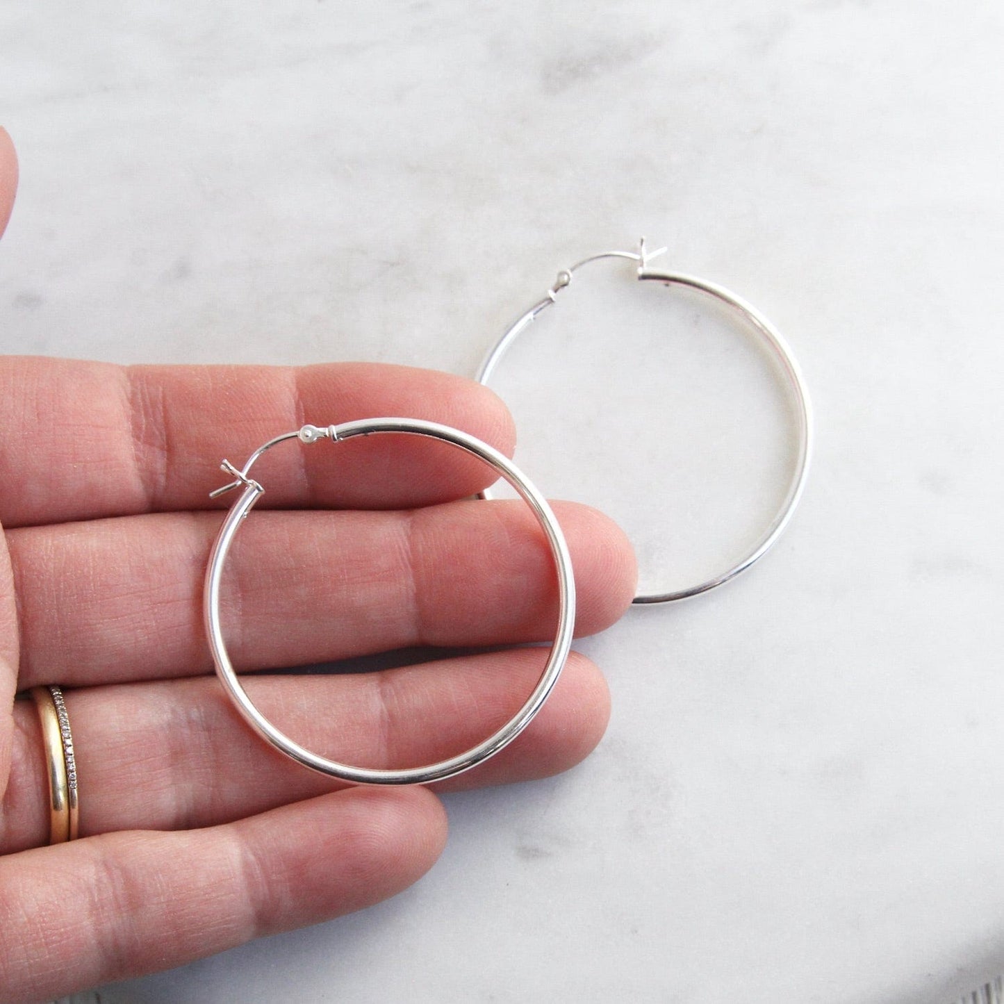 EAR Thick 40mm Sterling Silver Tube Hoop