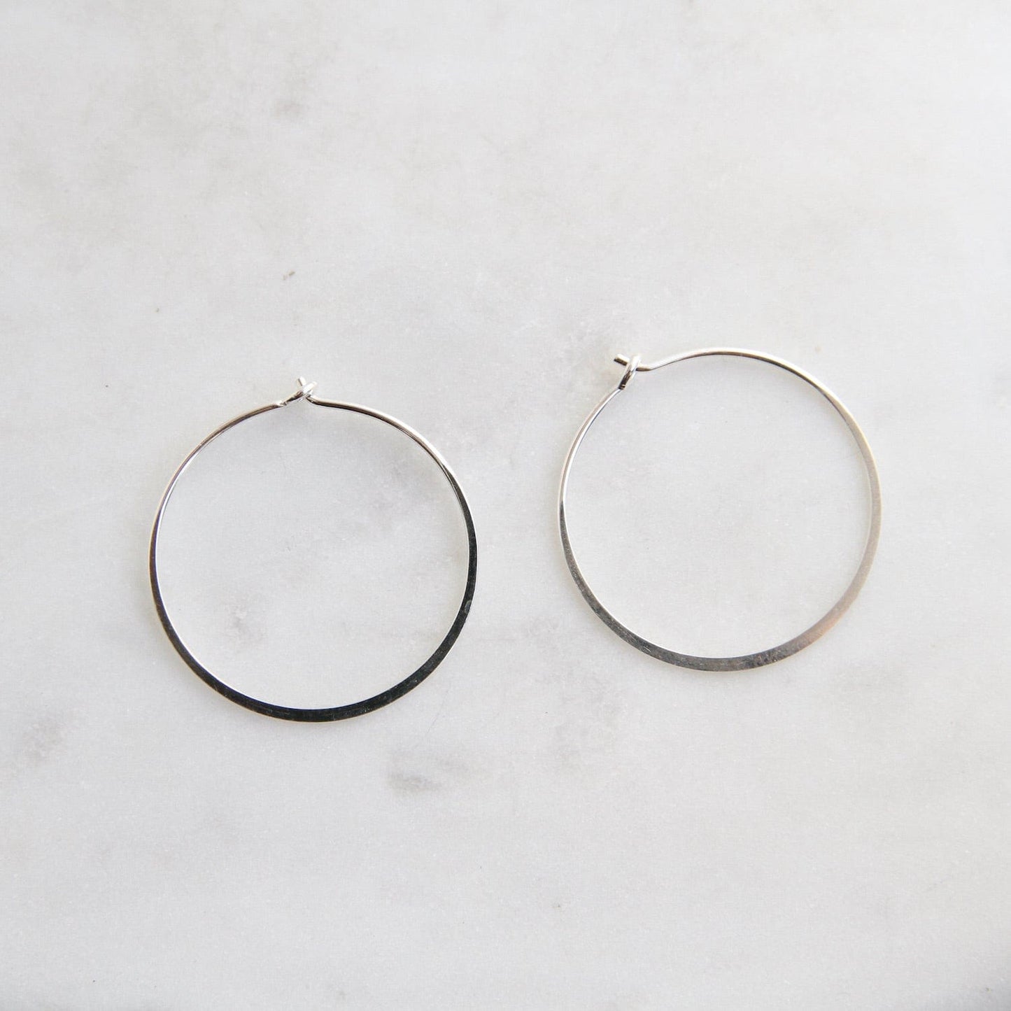 EAR Thin 25mm Sterling Silver Flat Wire Hoop