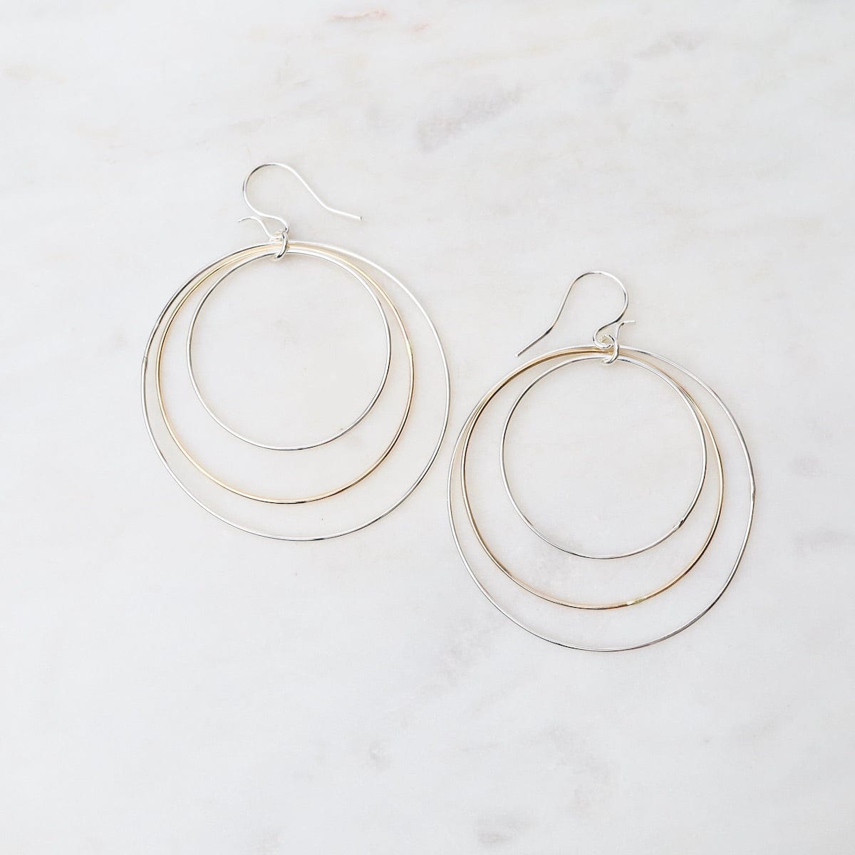EAR Three Circles Large Earrings in Sterling Silver & Gold Fill