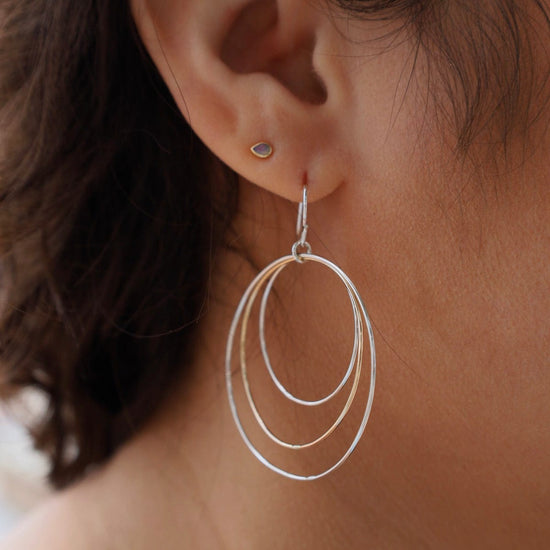 EAR Three Circles Large Earrings in Sterling Silver & Gold Fill