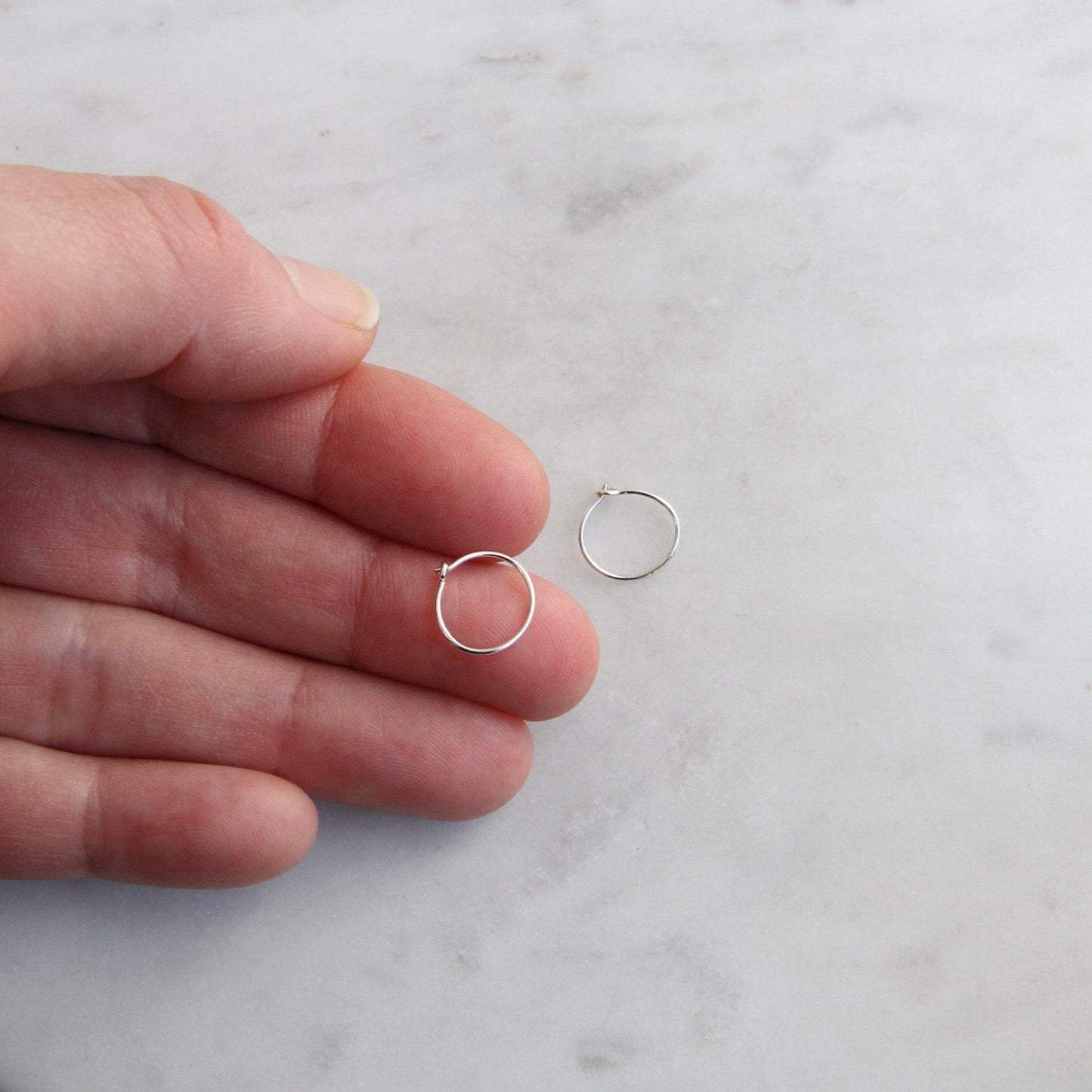 EAR Tiny 10mm Thin Sterling Silver Hoop