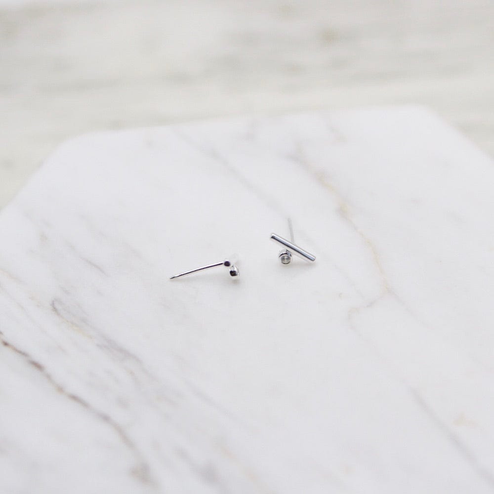 
                  
                    EAR Tiny Bar With Side CZ Stud - Sterling Silver
                  
                