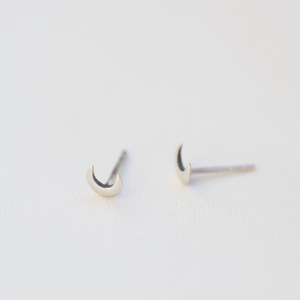 EAR Tiny Crescent Moon Studs - Sterling Silver