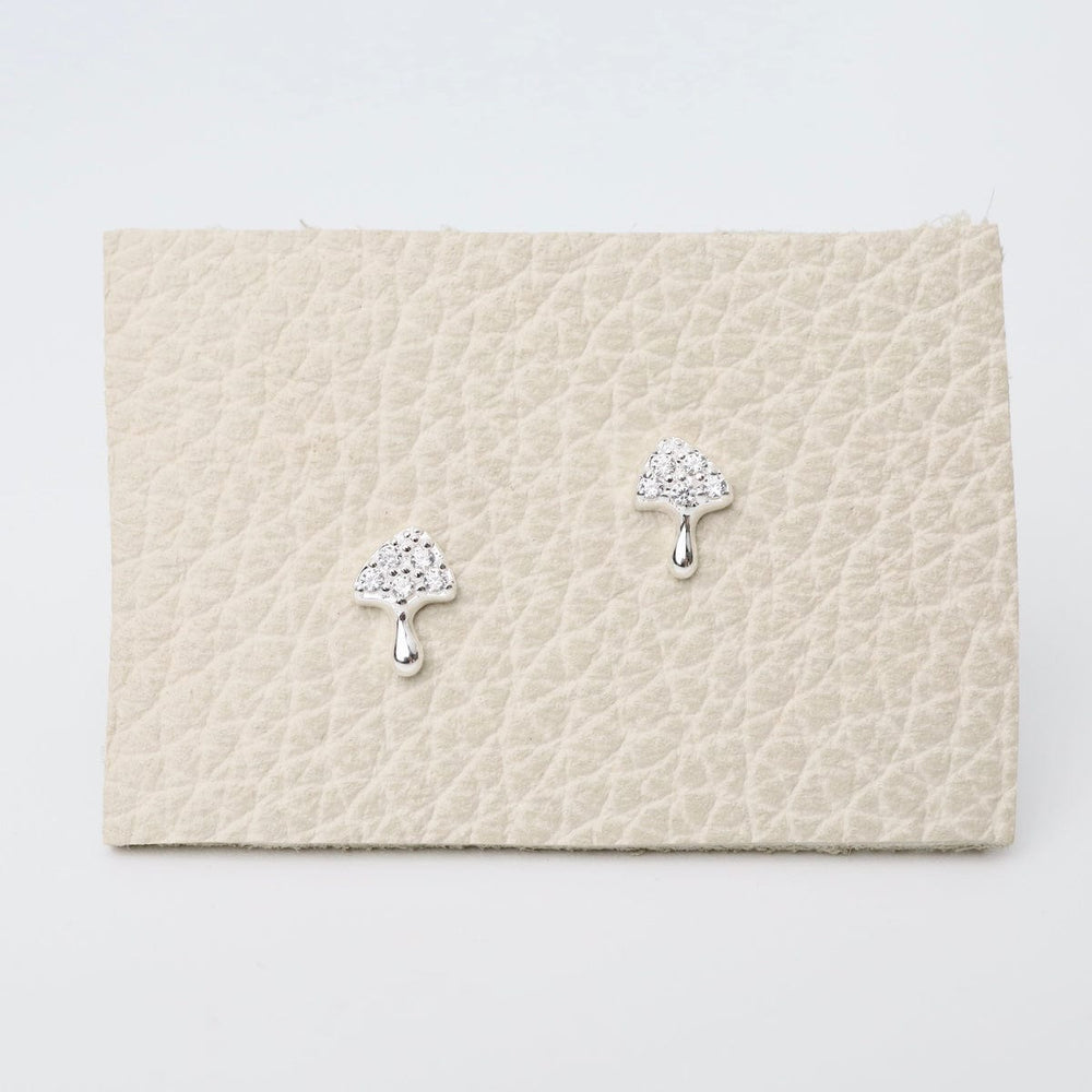 EAR Tiny CZ Pave Mushroom Studs - Sterling Silver