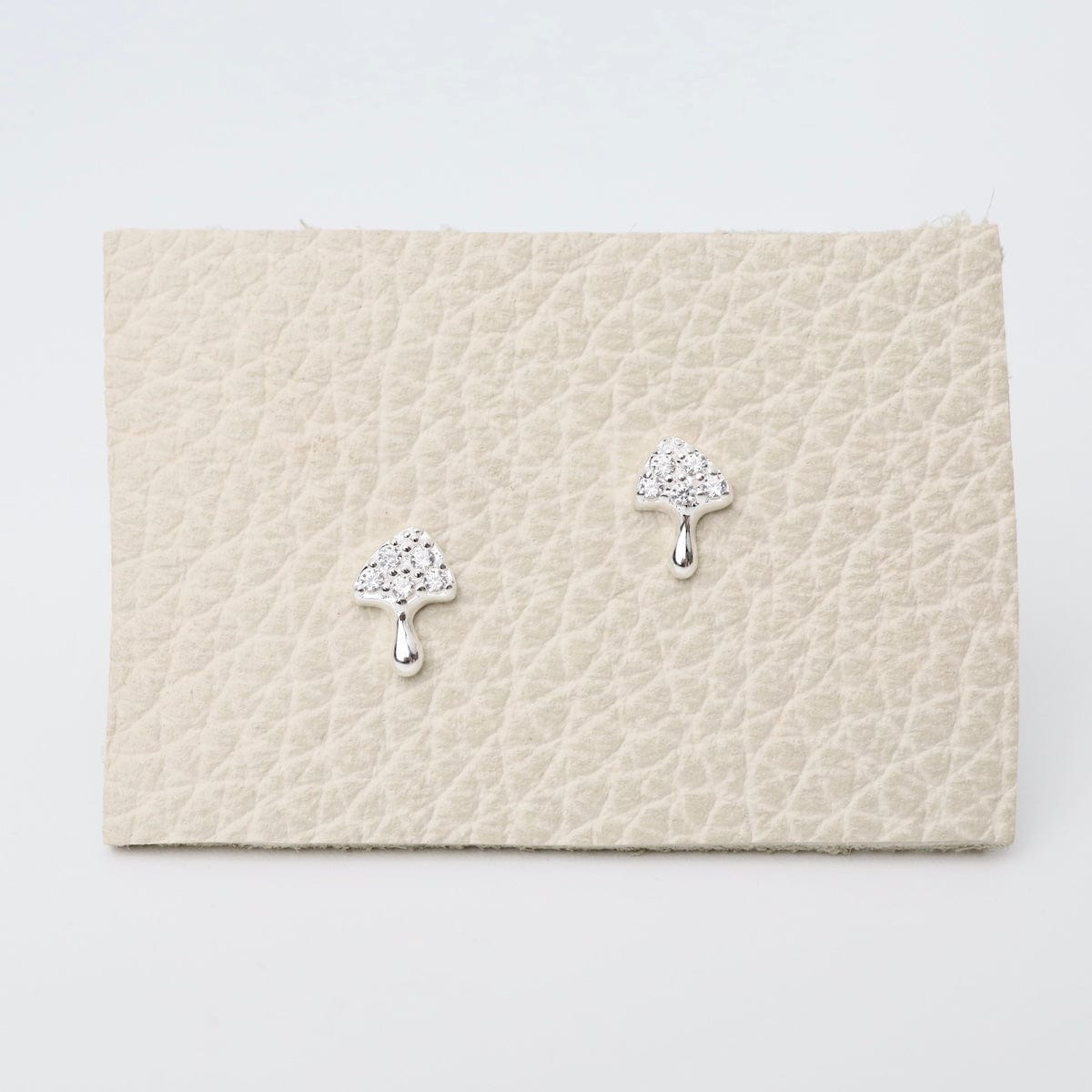 EAR Tiny CZ Pave Mushroom Studs - Sterling Silver