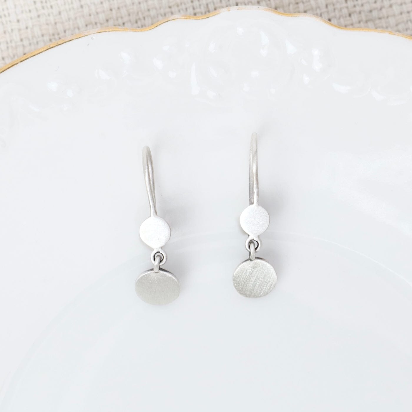 EAR Tiny Double Disc Drop Earrings