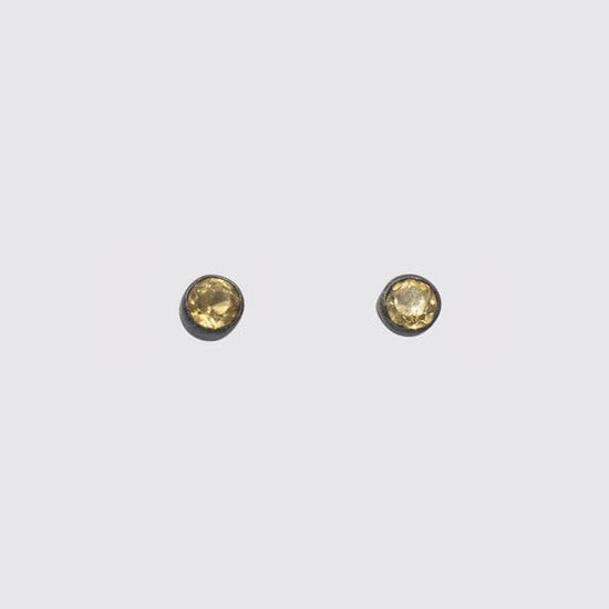 Load image into Gallery viewer, EAR Tiny Faceted Round Citrine Stud Earrings
