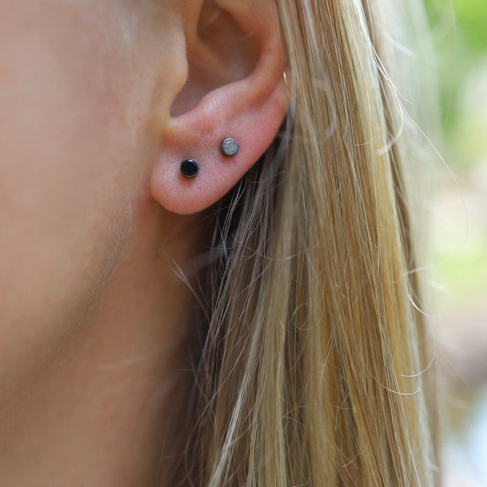 EAR Tiny Faceted Round Labradorite Stud Earrings