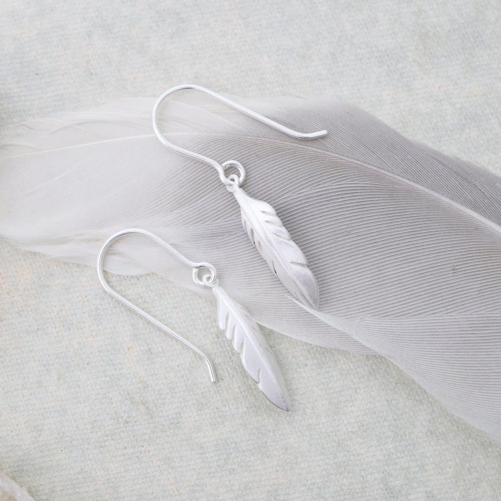 
                      
                        EAR Tiny Feather Earrings - Brushed Sterling Silver
                      
                    