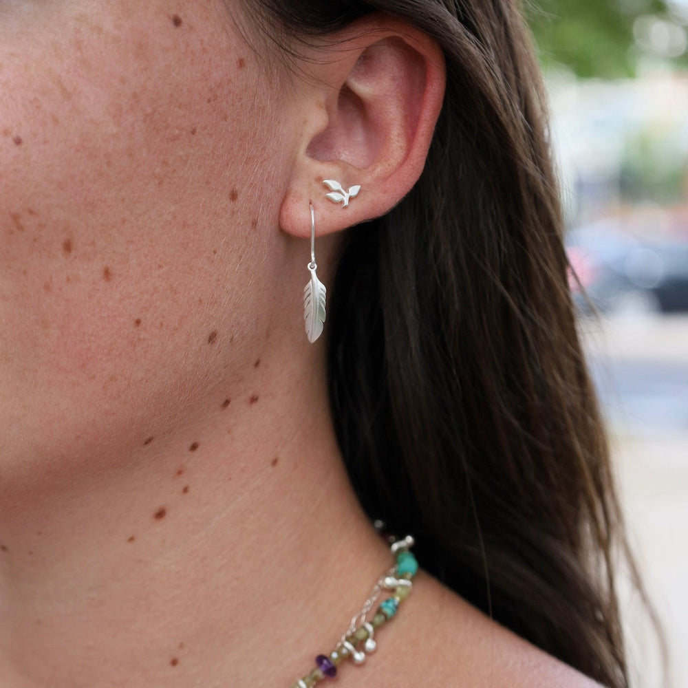 
                      
                        EAR Tiny Feather Earrings - Brushed Sterling Silver
                      
                    