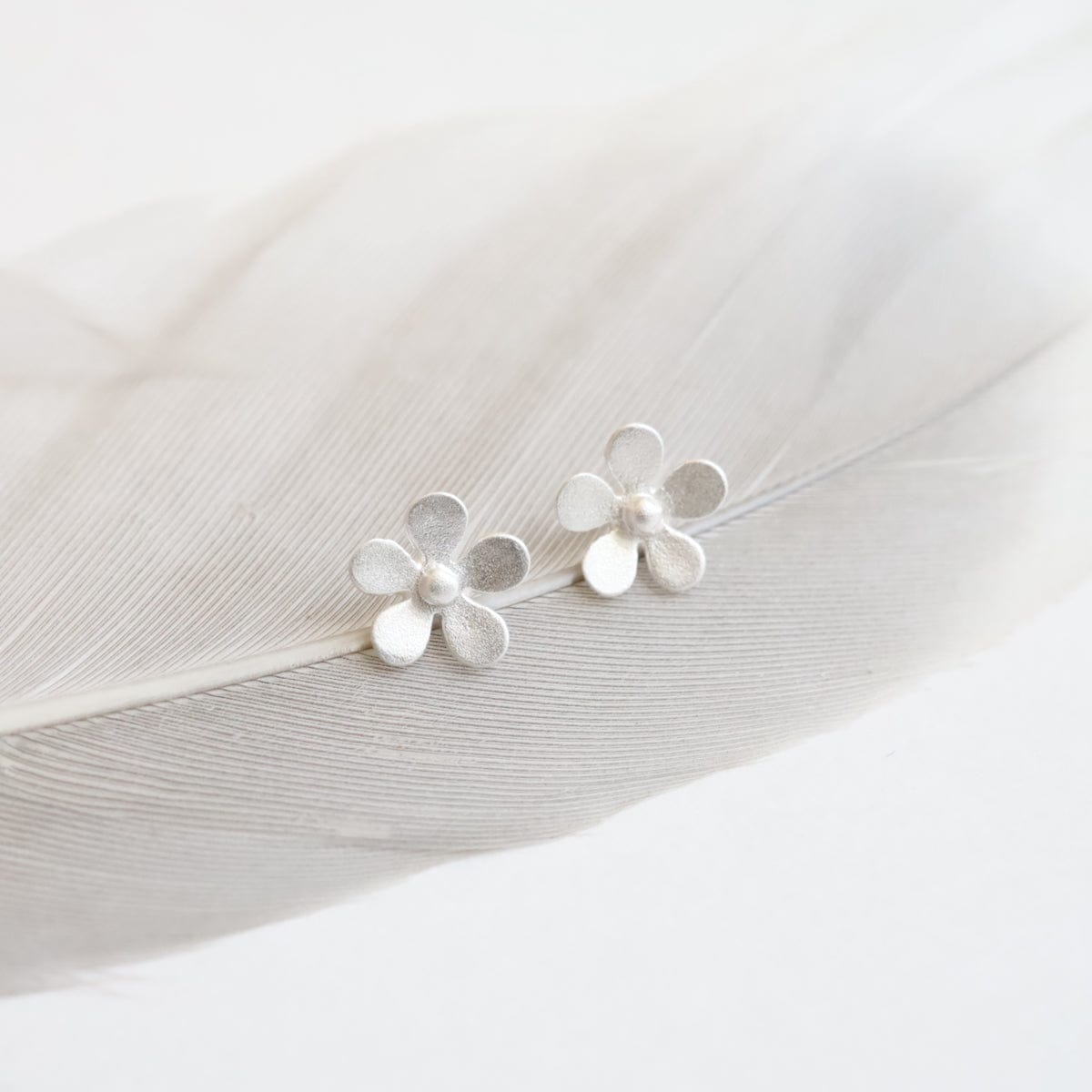EAR Tiny Flower Stud Earring in Brushed Sterling Silver