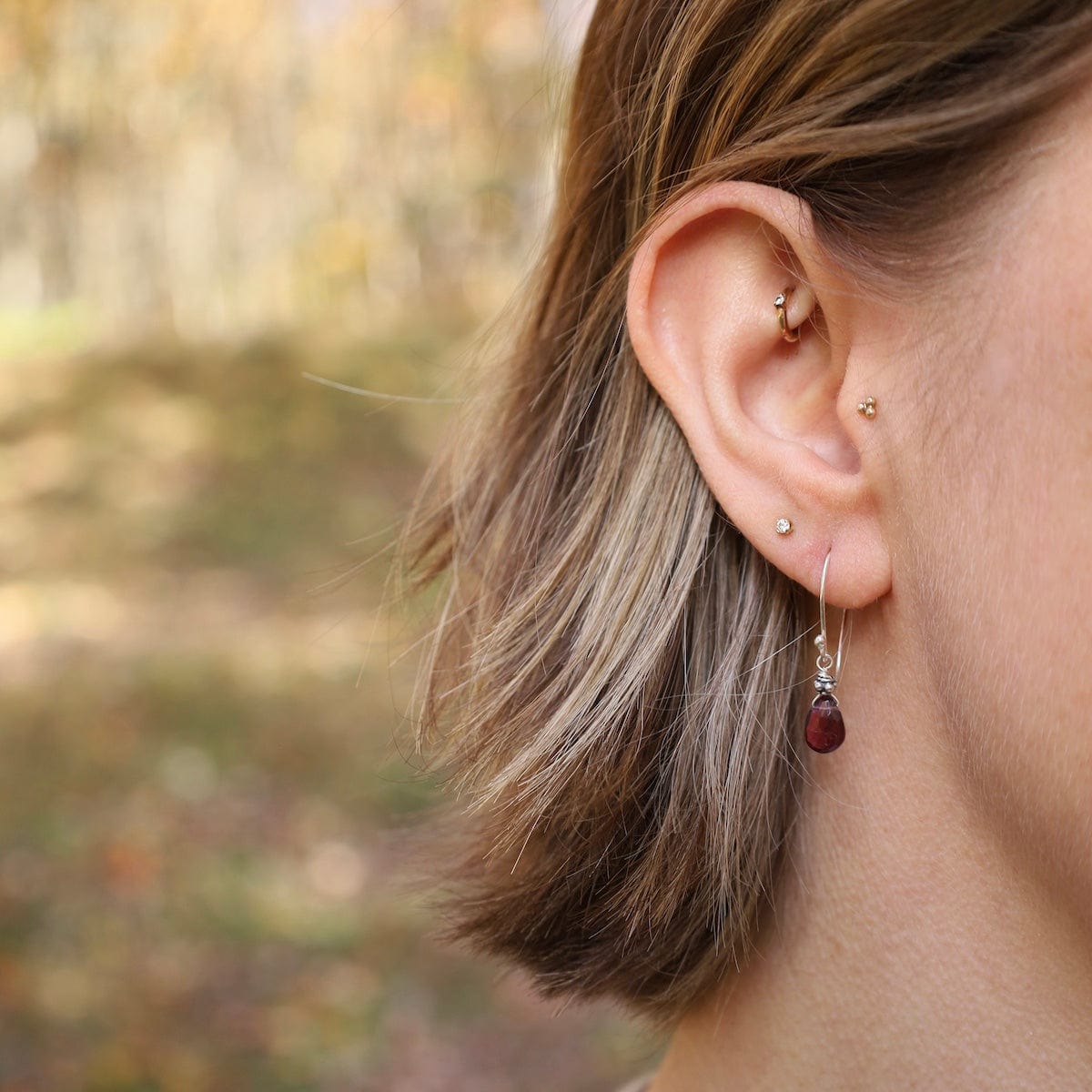 EAR Tiny Silver Garnet Earrings