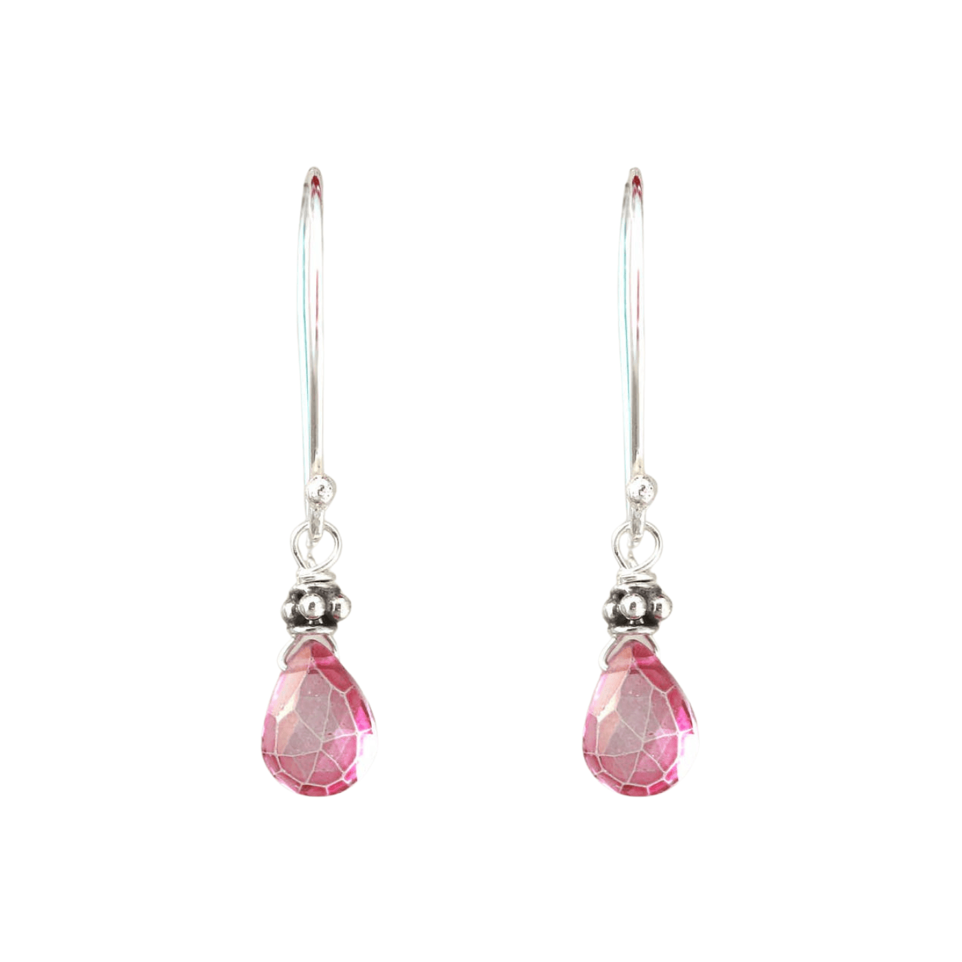 EAR Tiny Silver Pink Topaz Earrings