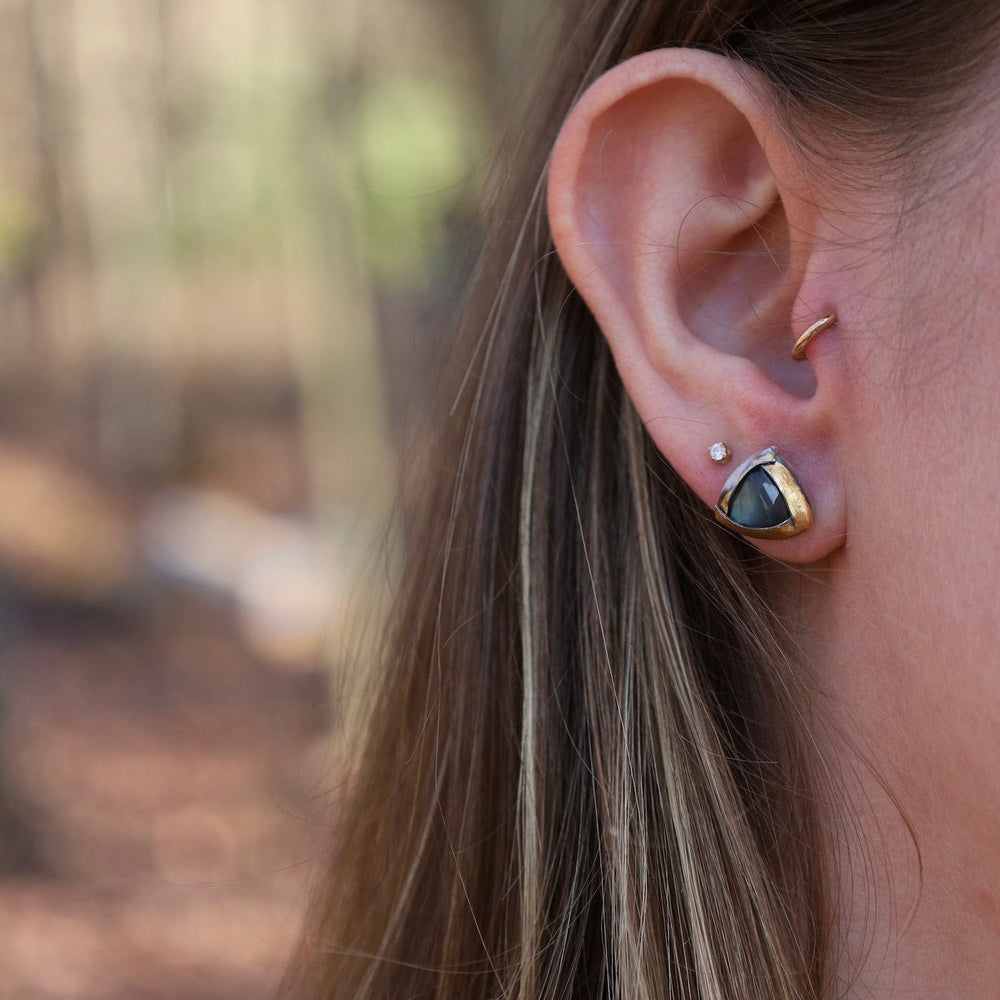 EAR Tri Fold Studs with Labradorite