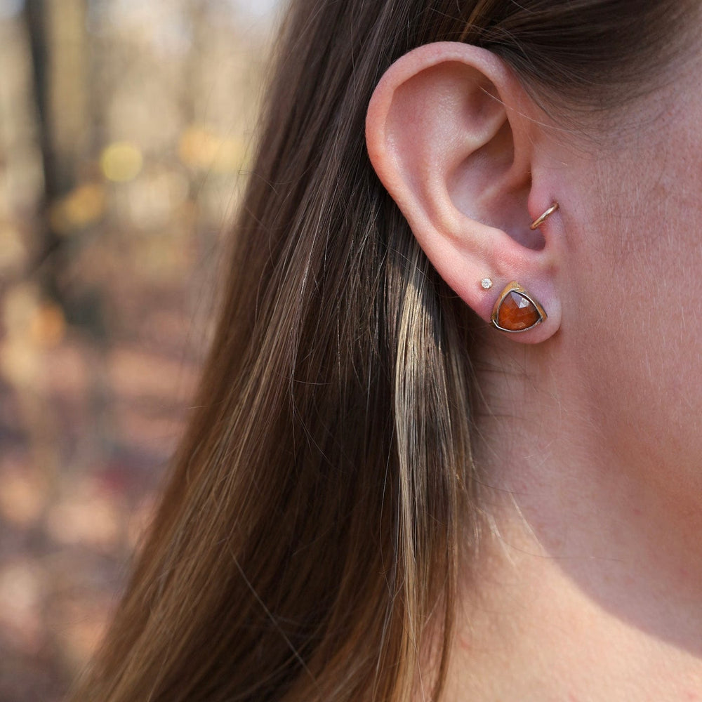 EAR Tri Fold Studs with Orange Kyanite