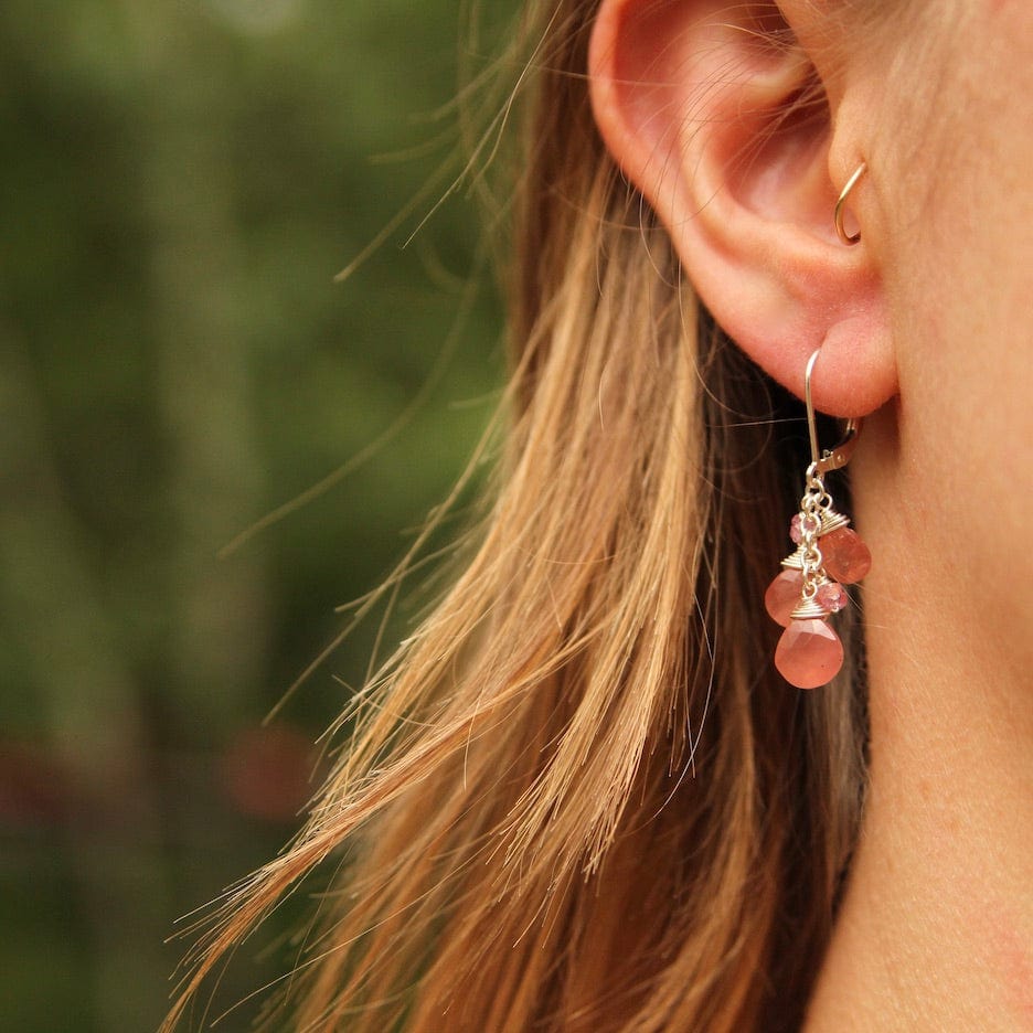EAR Tri Rhodochrosite Brio & Pink Sapphire Earring