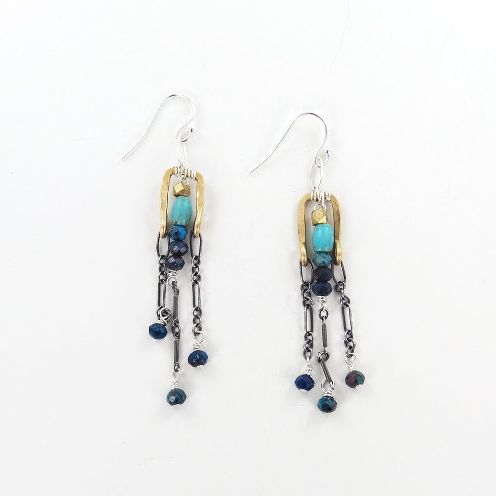 EAR TURQUOISE AND CHRYSOCOLLA BRASS EARRING