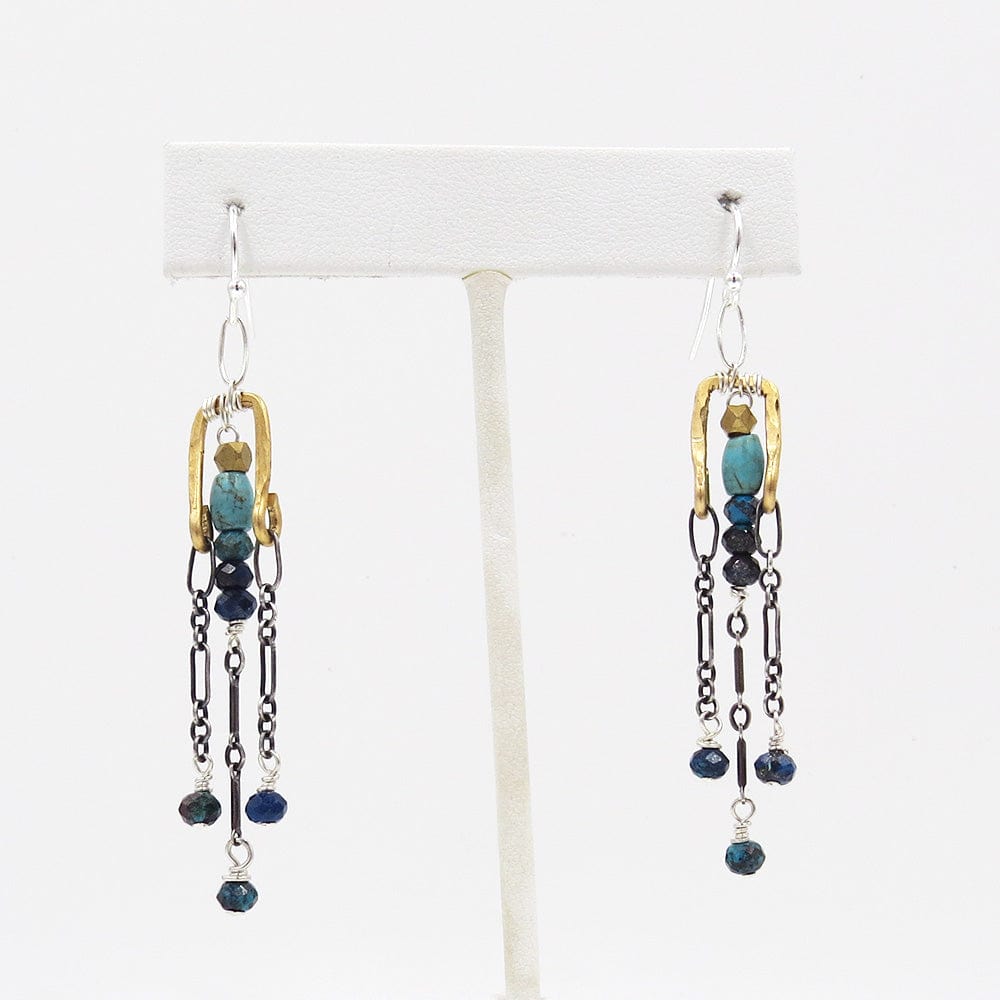 EAR TURQUOISE AND CHRYSOCOLLA BRASS EARRING