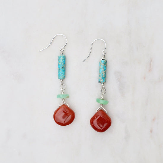 Load image into Gallery viewer, EAR Turquoise &amp;amp; Carnelian Earrings
