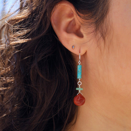 EAR Turquoise & Carnelian Earrings