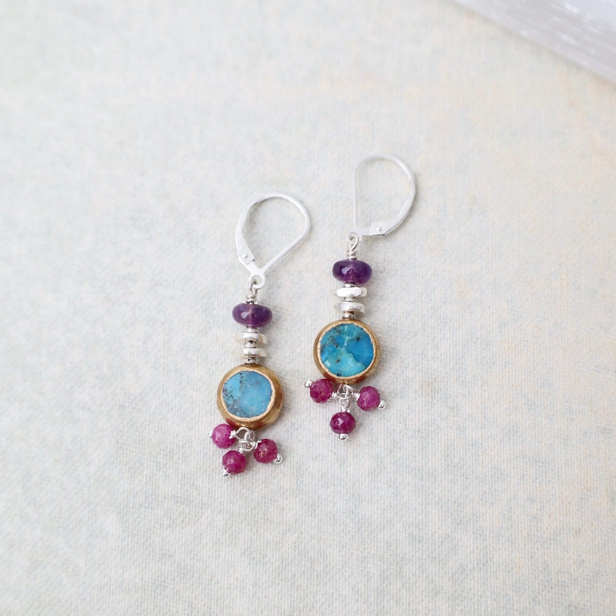 EAR Turquoise & Ruby Drop Earrings