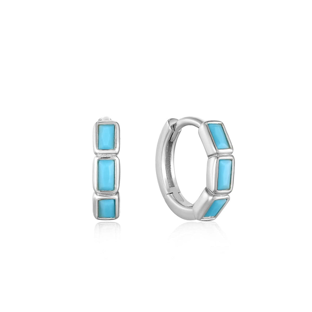 
                      
                        EAR Turquoise Silver Huggie Hoop Earrings
                      
                    