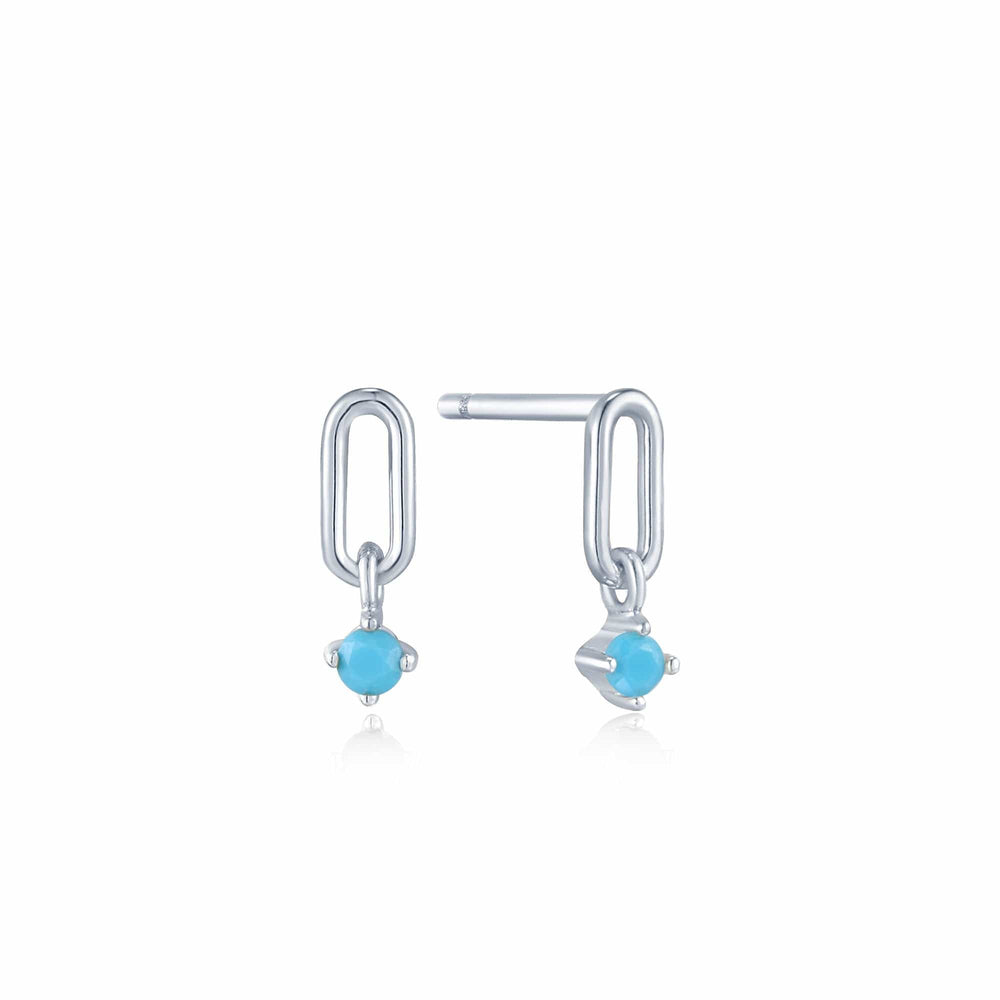 EAR Turquoise Silver Link Stud Earrings